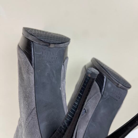 Stuart Weitzman Stretch Over the Knee Suede Stiletto Heel Boots Gray 6 RARE - Picture 10 of 12